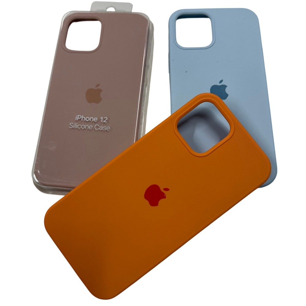 Apple iPhone 12 / 12 Pro Silicone Case Bundle Orange Blue Pink 3 Pack